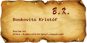 Boskovits Kristóf névjegykártya